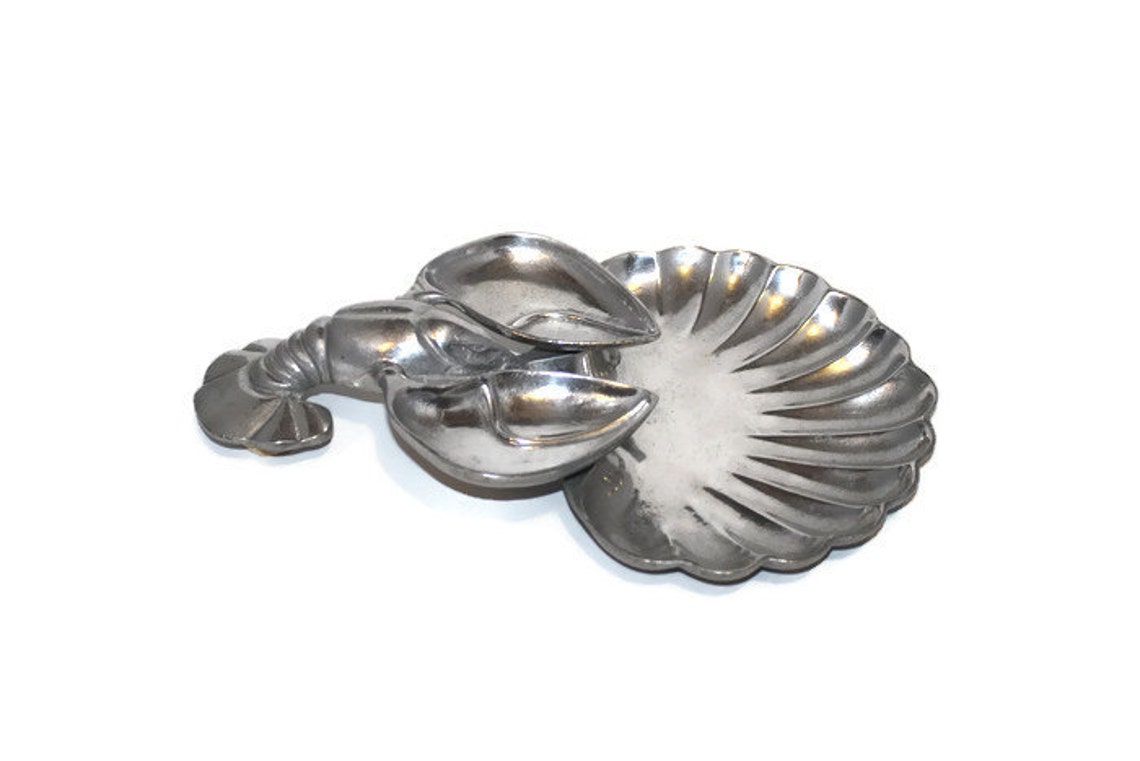 Vintage Pewtarex Lobster/fish/shellfish Server or Chips and Dip Server ...