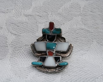 Zuni Vintage Knifewing Pin, Signed Rex