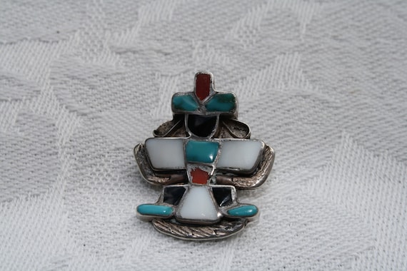 Zuni Vintage Knifewing Pin, Signed Rex - image 1