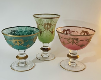 Compotes by Arte Italica with 24 Karat Gold Decorations