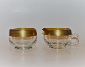 Dorothy Thorpe Gold Band Mid-Century Sugar and Cream Set