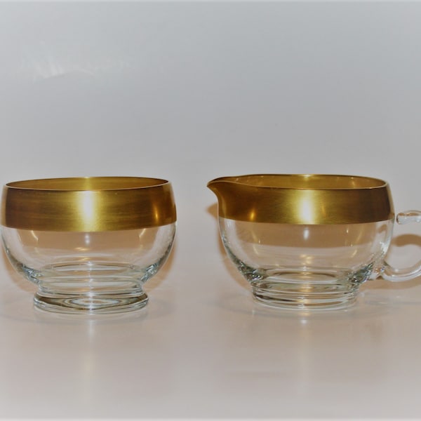 Dorothy Thorpe Gold Band Mid-Century Sugar and Cream Set