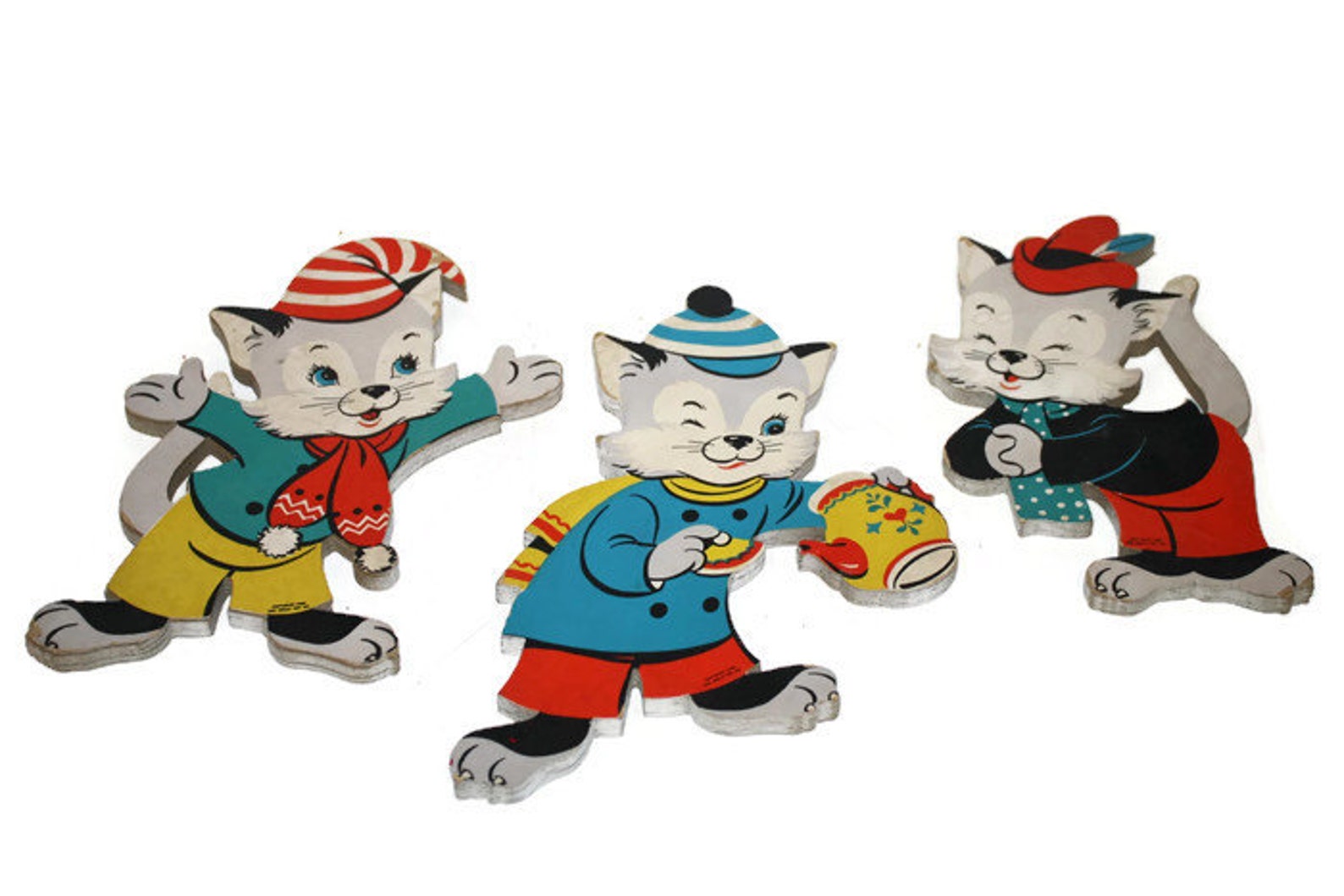 Nursery Wall Hanging of the Three Little Kittens Midcentury Etsy