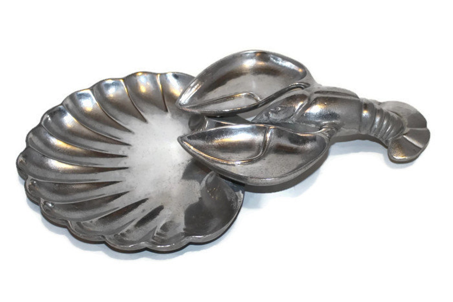 Vintage Pewtarex Lobster/fish/shellfish Server or Chips and Dip Server ...