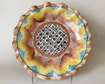 Mackenzie Childs Keukenhof 11 1/4" Fluted Edge Dinner Plate Founder's Era Vintage 1989