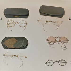 Five Pairs of Antique or Vintage Eyeglasses, Some with Cases, Collector, Steampunk, Cosplay