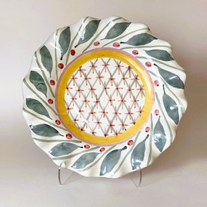 Mackenzie Childs Brighton Pavilion 11 1/4" Fluted Edge Dinner Plate Founder's Era Vintage 1999