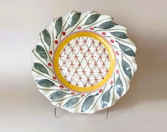 Mackenzie Childs Brighton Pavilion 11 1/4" Fluted Edge Dinner Plate Founder's Era Vintage 1999