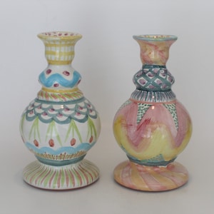 Mackenzie Childs Candlestick or Bud Vase King Ferry and Keukenhof Patterns