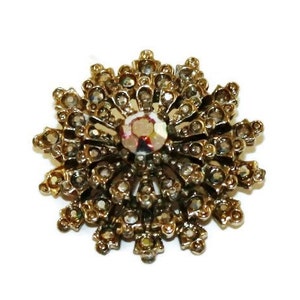 Fabulous Vintage Costume Jewelry Signed ModeART Starburst Rhinestone Silvertone Pin Brooch