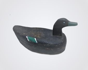 Vintage 1960s or Earlier Wooden Mallard Decoy for Duck Hunting or Home Decor