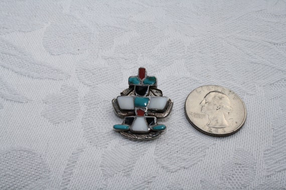 Zuni Vintage Knifewing Pin, Signed Rex - image 2