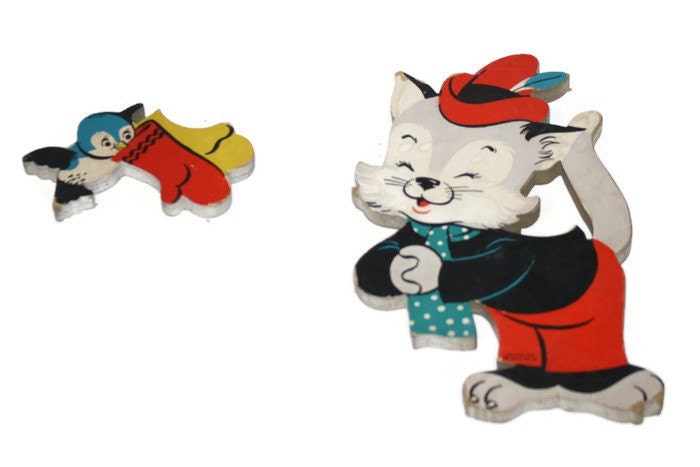 Nursery Wall Hanging of the Three Little Kittens Mid-century Wall Decor ...