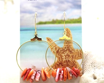 Spiney Oyster Shell Hoop Earrings / Shell Earrings / Hoop Earrings / Tropical Jewelry / Gold Hoop Earrings / Shell Earrings