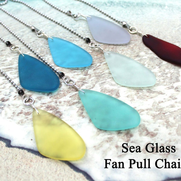 Sea Glass Fan Pull - 7 Colors, Fan Chain, Fan Pull, Ceiling Fan Pull, Beach Decor, Beach Cottage, Beach Glass, Decorative Fan Chain