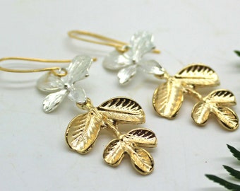 Orchid Earrings, Wedding Jewelry, Dangle Earrings, Bridesmaid Gift, Beach Wedding