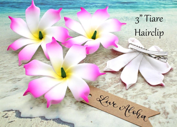 3 pouces rose Tiare Hawaiian Fleur CLIP DE CHEVEUX Tahitian - Etsy France