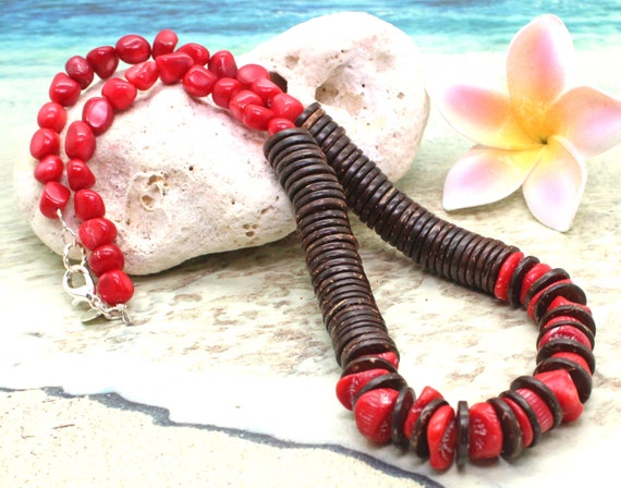 Red puka 2024 shell necklace