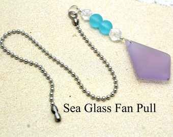 Sea Glass Fan Pull / Fan Chain / Fan Pull / Ceiling Fan Pull, / Beach Decor / Beach Cottage / Beach Glass / Decorative Fan Chain
