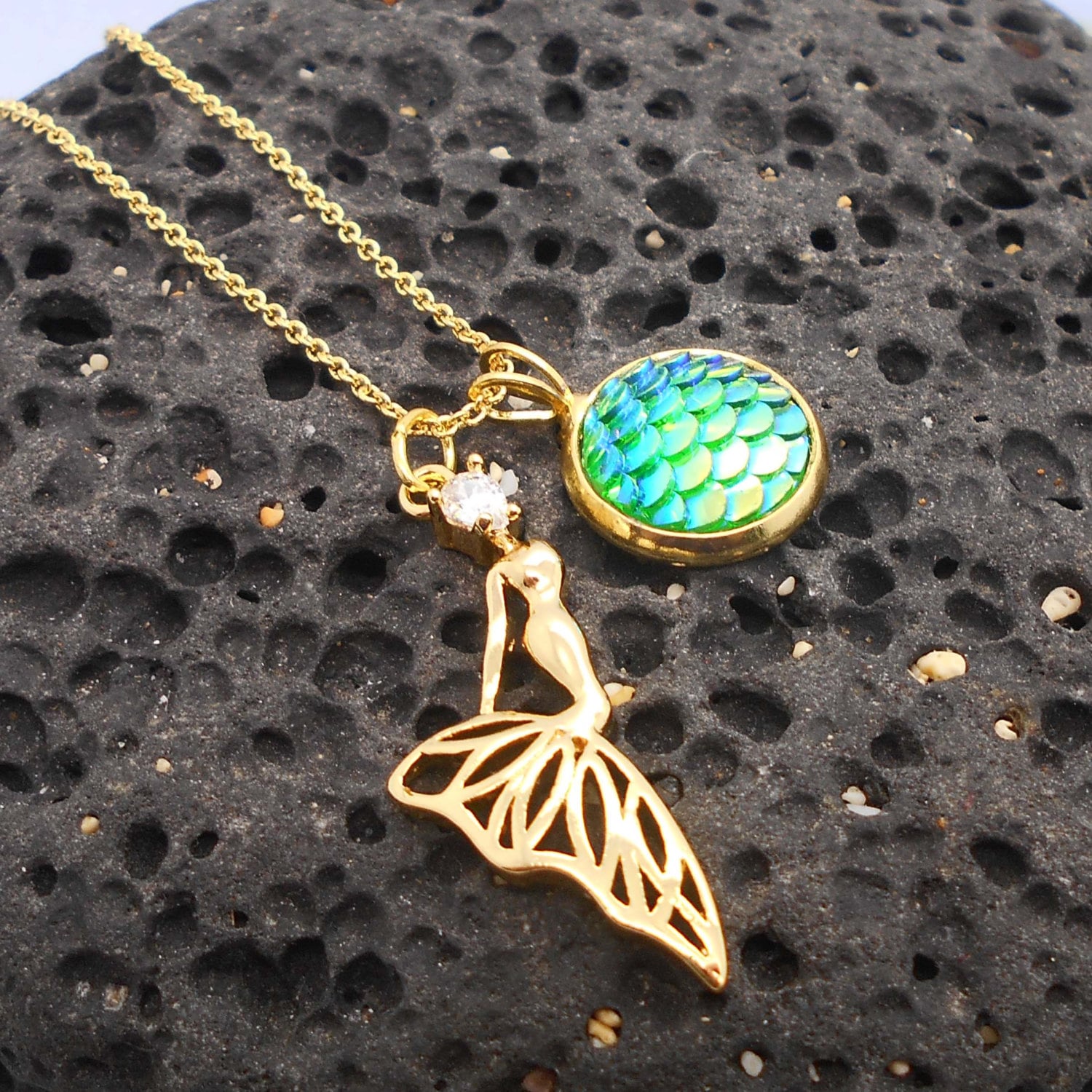 Gold Mermaid Necklace Mermaid Beach Jewelry Beach Wedding Etsy