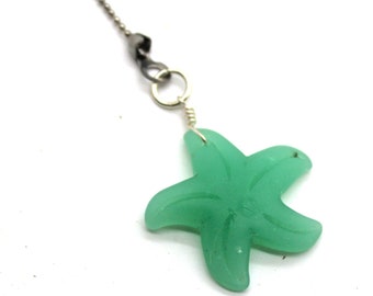 Starfish Beach Glass Ceiling Fan Pull - Fan Chain, Fan Pull, Beach Glass, Sea Glass, Ceiling Fan Pull, Beach Decor, Starfish Fan Pull