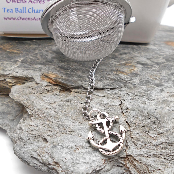 Tea Ball with Anchor and Rope Charm - loose tea, tea strainer, tea ball, tea infuser, tea brewing, Anchor