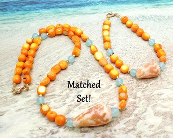 Mother of Pearl Necklace and Bracelet Set / Cowrie Shell Necklace / Shell, Beach Jewelry / Beach Wedding / Shell Jewelry / Shell Necklace