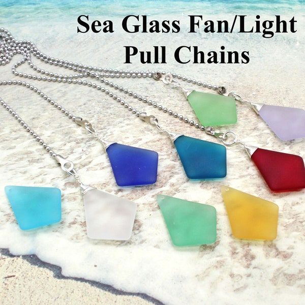 Beach Glass Ceiling Fan Pull - 9 COLORS - Fan Chain, Fan Pull, Beach Glass, Sea Glass, Ceiling Fan Pull, Beach Decor, Beach Cottage