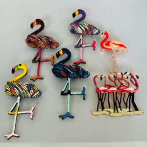 Broche flamant rose avec agate noire