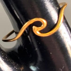 24K Satin Gold Sterling Silver Wave Ring - Elegant Handcrafted Jewelry