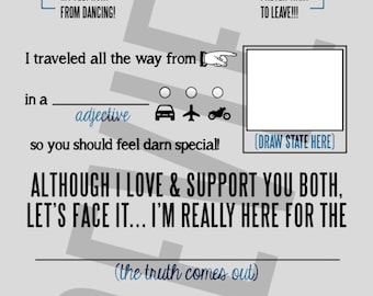 Wedding Note to Bride & Groom - DIY - INSTANT DOWNLOAD (Digital File)