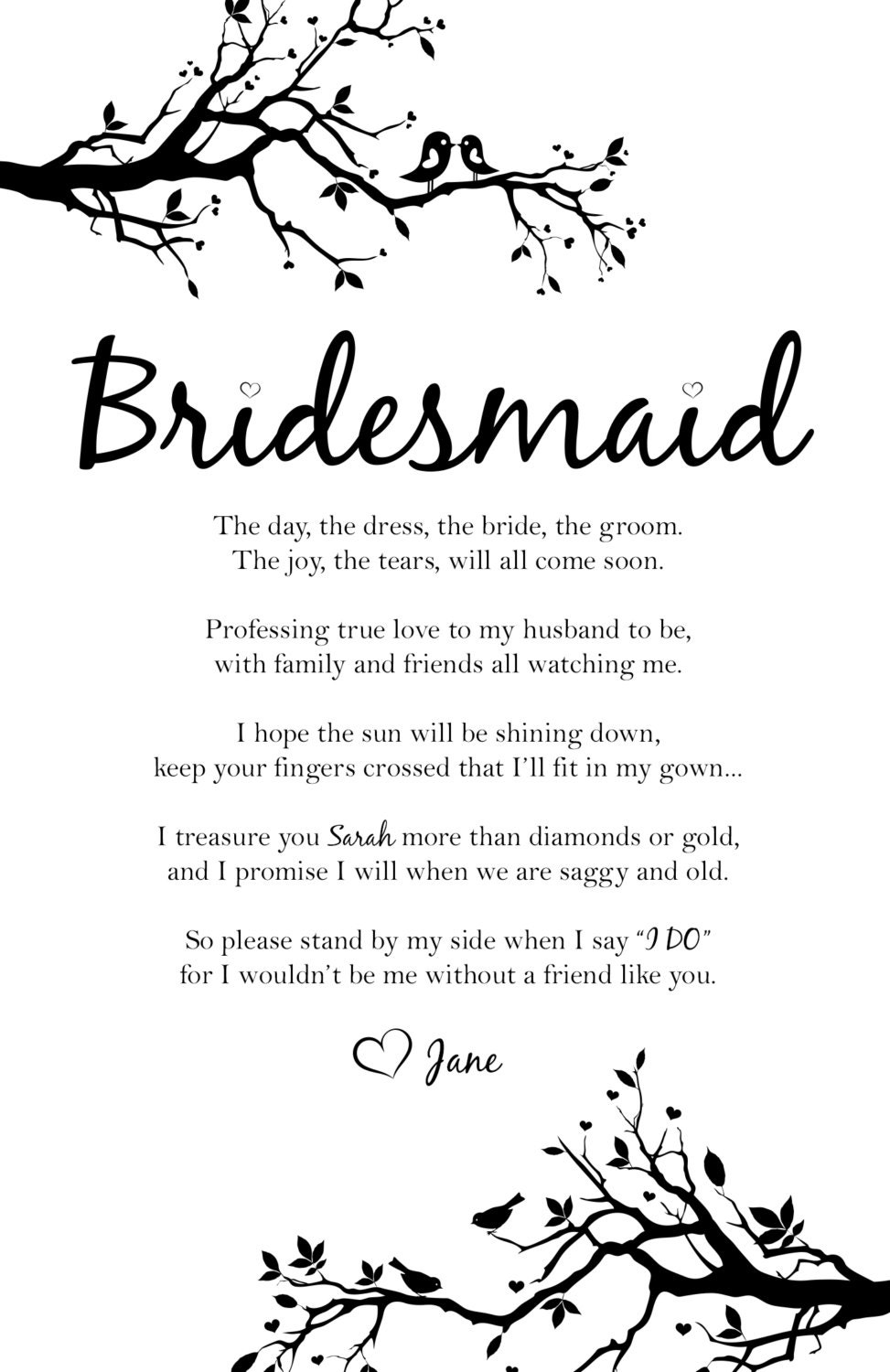Will you be my bridesmaid Invitation - Maid of Honor, Matron of Honor DIY Printable DIGITAL file