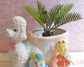 Ceramic Child 39 s Nursery WHITE POODLE Planter Vase Container NAPCOWARE