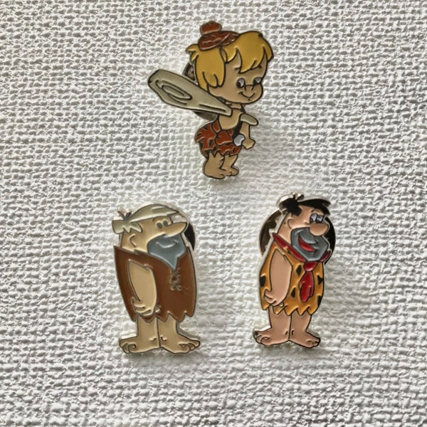 Enamel Pin The Flinstones, vintage. Fred, Barney, Bamm-Bamm. Retro lapel pin.