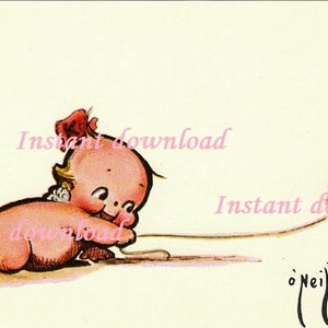 Kewpie digital image, cupid, Wag-Kewpie Chief. JPG instant download Valentine's, Rose O' Neill, clip art image, angel, baby shower, angels.