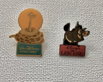 Vintage Disney Enamel Pin, Pumba, Kaa. The Lion King, The Jungle Book, Walt Disney Home Video. Retro lapel pin.