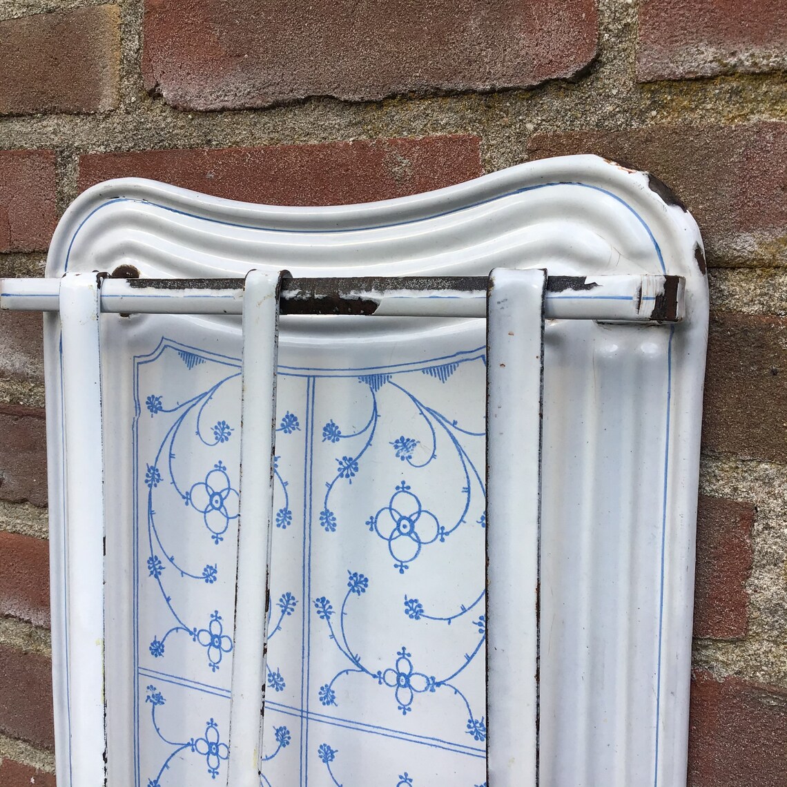 French Enamel Kitchen Utensil Rack Saks Blue Complete. White Etsy