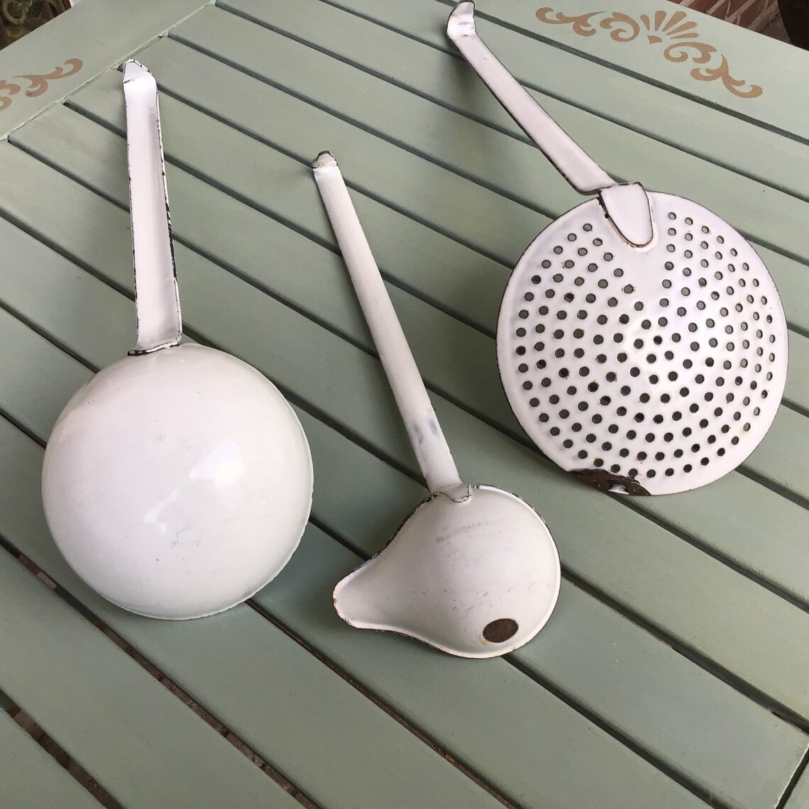 French Enamel Kitchen Utensil Rack Saks Blue Complete. White Etsy