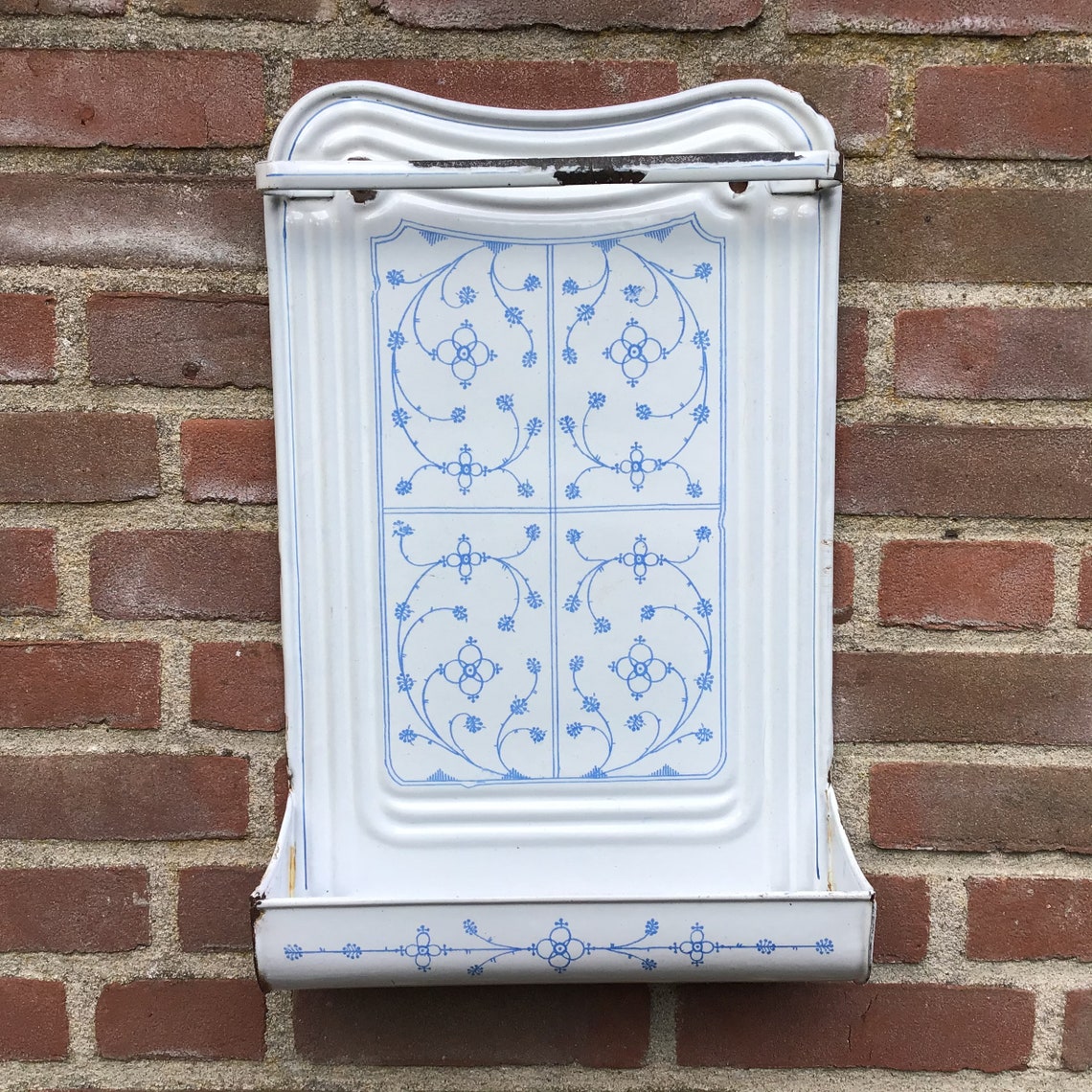 French Enamel Kitchen Utensil Rack Saks Blue Complete. White Etsy