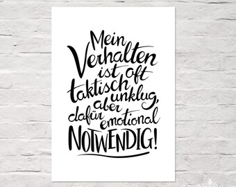 Art Print "handlettering - emotional NOTWENDIG" DinA 4 typographic print by cute as a button