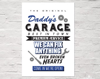 Art Print POSTER "Daddy's GARAGE" DinA 4 typographic print by cute as a button