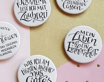 Statement Button-Set No. 6 Handlettering Sprüche