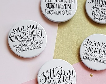 Statement Button-Set No. 4 Handlettering Sprüche