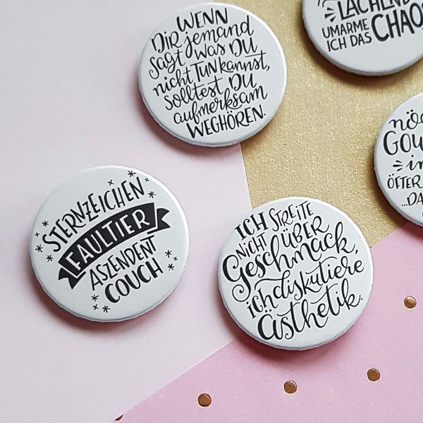 Statement Button-Set No. 5 Handlettering Sprüche