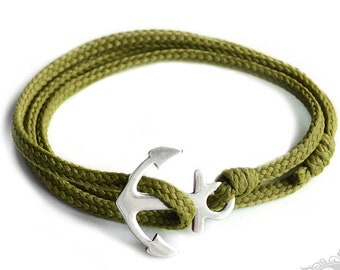 SAILOR of steel - olive wrap bracelet anchor stainless steel