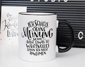 Mug "No. 002 - Meinung" handlettering designed by cute as a button