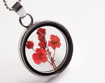 CAABjewels Boho Kette 'BOTANICA - little red" mit getrockneten Blumen