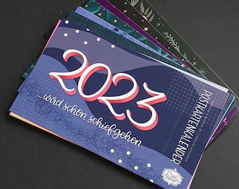 Postkarten-Kalender "13-teiliges Karten Set 2023" mit Sprüchen und Illustrationen von cute as a button