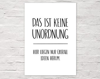 Type Art Print "UNORDNUNG vs. IDEEN" DinA 4 Handlettering Druck by cute as a button