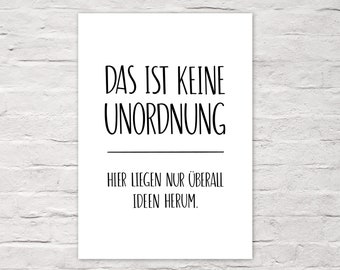 Art Print POSTER "UNORDNUNG vs. IDEEN" DinA 4 typographic print by cute as a button